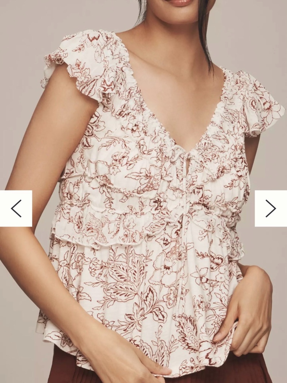 By Anthropologie Ruched Cap-Sleeve Top
